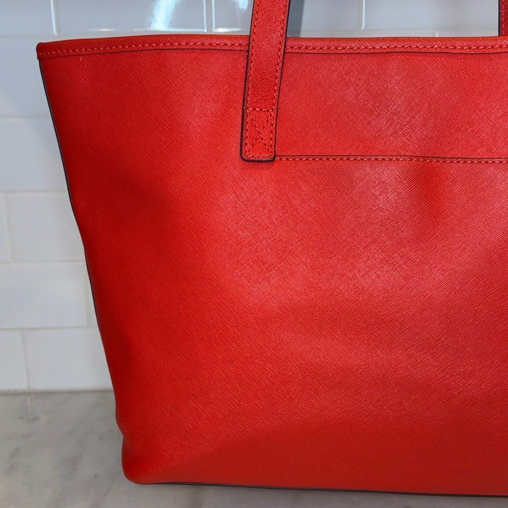 Michael Kors Purse Tote Bag Jet Set Travel Large Saffiano Leather - Red Gold - Picture 5 of 16